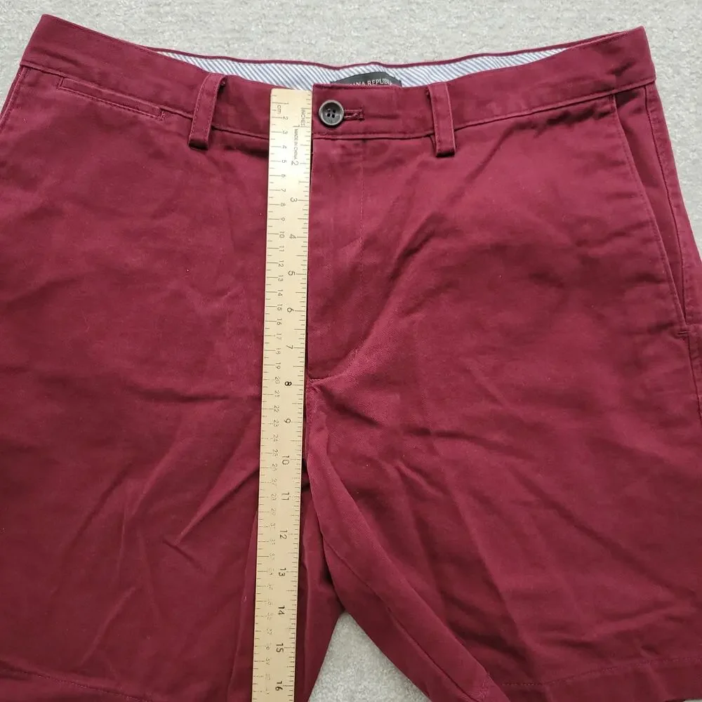 Banana Republic Mens Size 34 Burgundy Chino Shorts Flat Front Casual